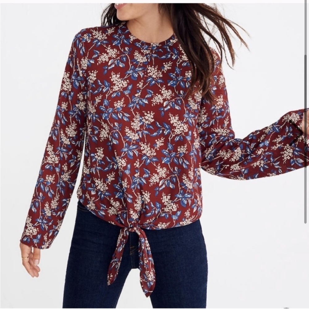 Madewell Bell Sleeve Floral Top Brown Size S - Picture 3 of 4